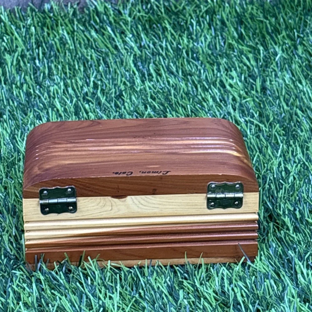 Vintage Limon Colorado Wood Trinket Box Two Tone Jewelry Souvenir